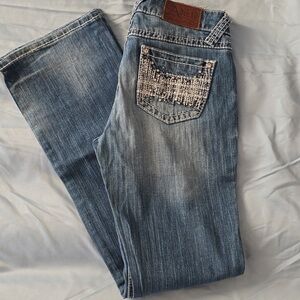 Forever 21 Blue Straight Leg Jeans with Sequin Pocket